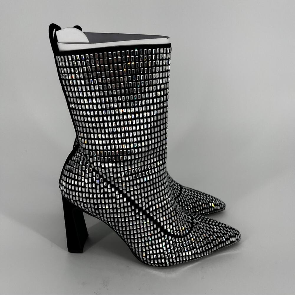 Wild Pair Neptunne Sock Dress booties silver bling - 6 - Picture 8 of 14
